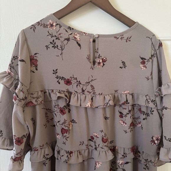 Pleione Anthropologie Womens Ruffled Coquette Blouse L Floral Cottagecore Dainty - Picture 9 of 12